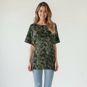 Banana Republic Mistletoe Floral Top S Green Pink Silk-Blend Office 🌟